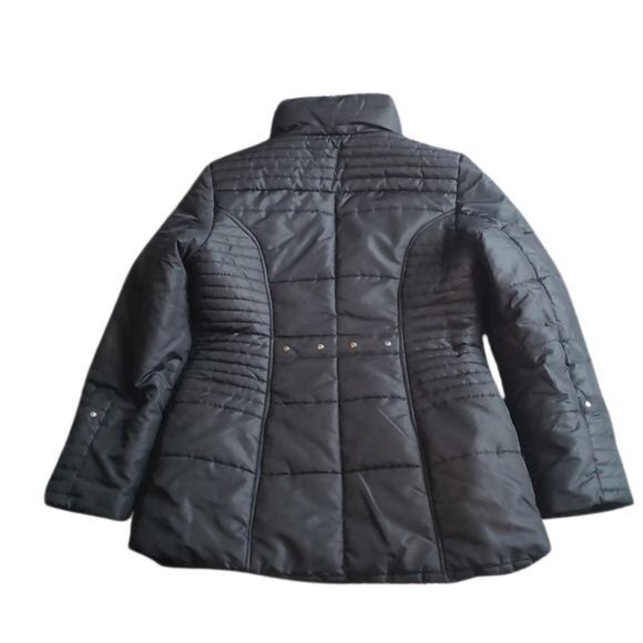 INTL DETAILS Black Puffer Winter Coat, Sz M - Picture 2 of 12